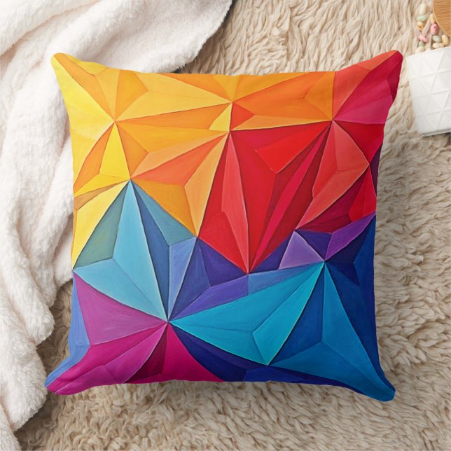 Almofada Arte Abstrata de Prisma Geométrico Ousado (Cobertor)