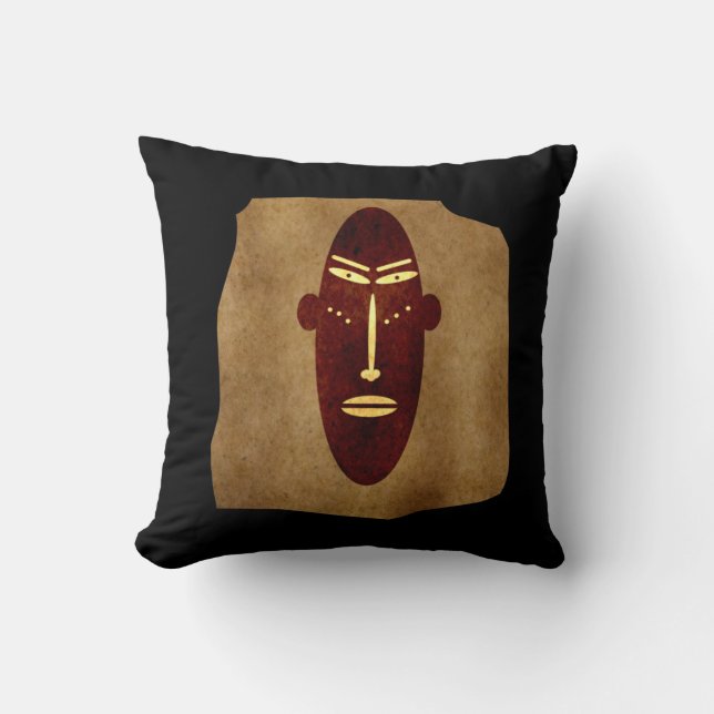 Almofada Arte abstrata de rosto vintage africano (Frente)