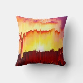 Almofada Arte abstrata do pôr do sol com falha