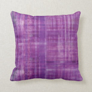 Almofada Arte abstrata do teste padrão das listras do roxo