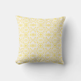 Almofada Arte Abstrata em Guache Amarelo Branco Firebrand