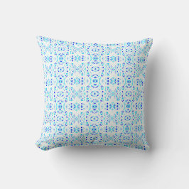 Almofada Arte Abstrata em Guache Azul Branco Flamejante