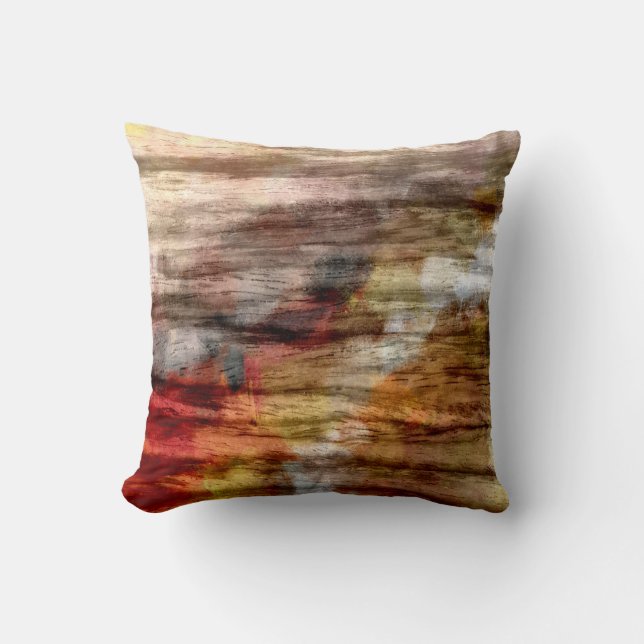 Almofada Arte abstrata em madeira vintage 4 (Frente)