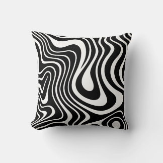 Almofada Arte Abstrata em Mármore Preto e Branco