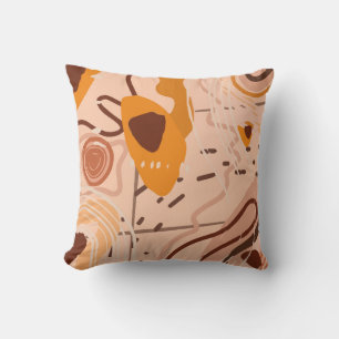Almofada Arte abstrata laranja bege marrom Boho