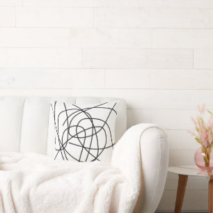 Almofada Arte abstrata preto e branco Desenho Linhas Minima