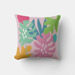 Almofada Arte abstrata simples floral tropical moderna rosa