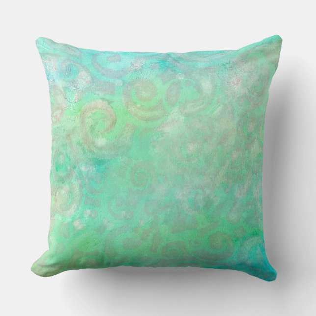 Almofada Arte Abstrato azul e verde (Frente)