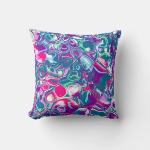 Almofada Arte Abstrato de Fluidos Rosa e Azul
