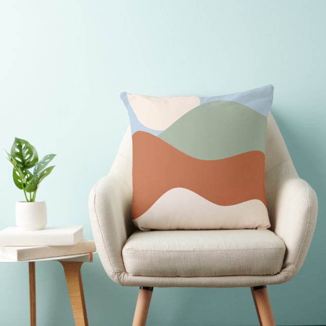 Almofada Arte abstrato Paisagem - Terracotta, Sage & Sky Bl (Cadeira)