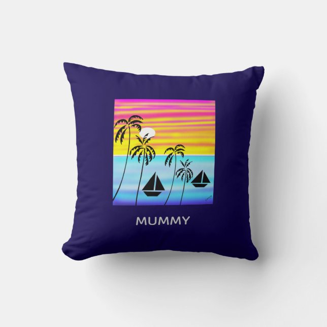 Almofada Arte Africana, Verão Tropical, Navegação Sunset (Frente)