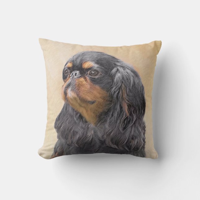 Almofada Arte Animal Original Pintura Inglesa Toy Spaniel (Frente)