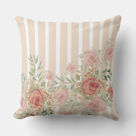 Almofada Arte aquosa de rosas rosa-pincel-vitorianas