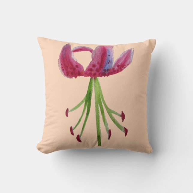Almofada Arte aquosa moderna Flor-de-Lily Rosa Fuchsia (Frente)