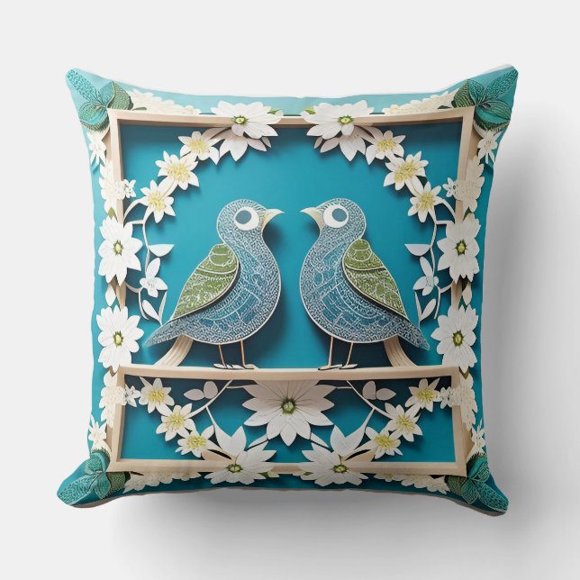 Almofada Arte Azul Jay Birds (Frente)