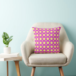 Almofada Arte Bolinhas Amarela no Travesseiro decorativo Ro