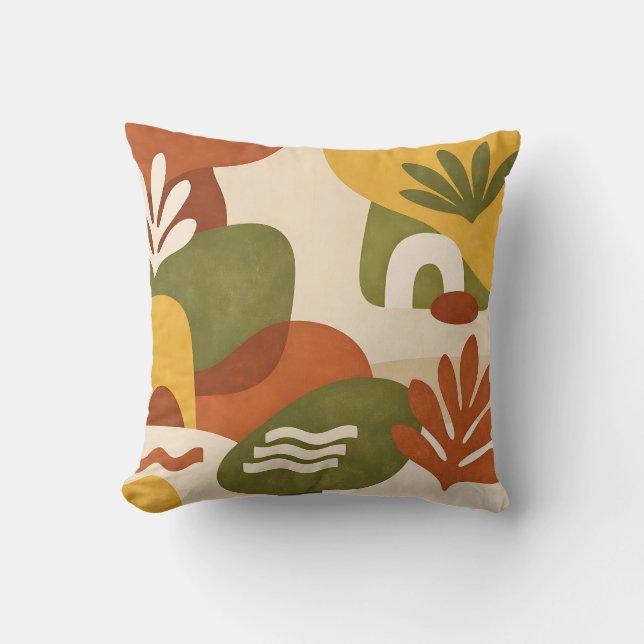 Almofada Arte Botânica Abstrata Boho (Frente)