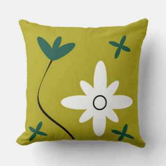 Almofada Arte Botânica Abstrata Flor de Margarida Minimalis