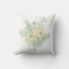 Almofada Arte Botânica em Linha de Eucalipto Verde Salvia