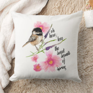 Almofada Arte Chickadee Preta Captada