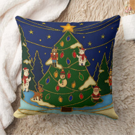 Almofada Arte Cloisonne Floresta Caprichosa Natal Clássico
