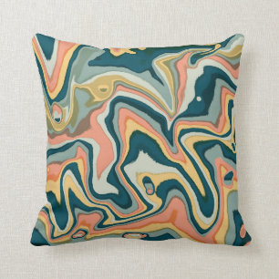 Almofada Arte Colorida Funky Marble Swirl Ebru