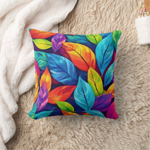 Almofada Arte com Padrão de Folhagem Colorida