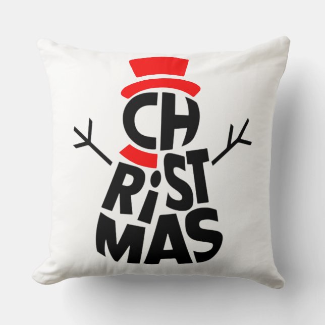 Almofada Arte com Palavras do Boneco de Neve de Natal (Frente)