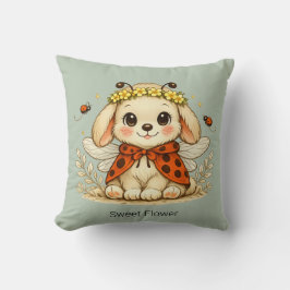 Almofada Arte da Coroa de Flores Coelho Caprichoso Vintage