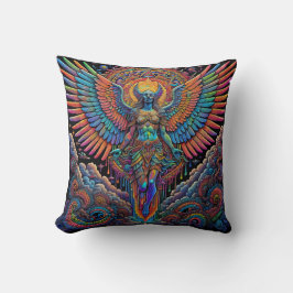 Almofada Arte de Anjo Colorido Psicodélico