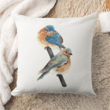 Arte de Aquarela do Casal Bluebird