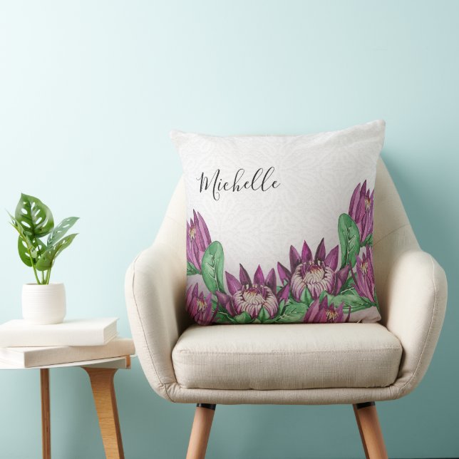 Almofada Arte de Aquarela Roxo Profundo (Cadeira)