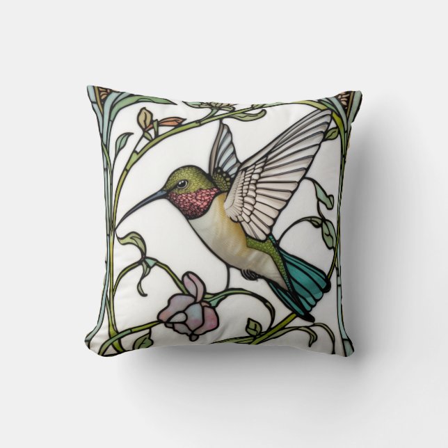 Almofada Arte de beija-flor elegante botânico boho chic (Frente)