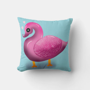 Almofada Arte de berçário de Pato Rosa Kawaii Fofo & Coraçõ