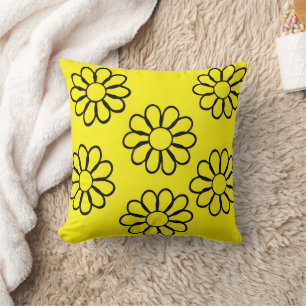 Almofada Arte de Berçário Floral Amarelo Brilhante