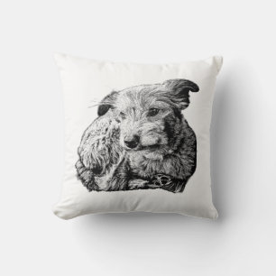 Almofada Arte de Cachorro Mistura de Terrier – Preto e Bran