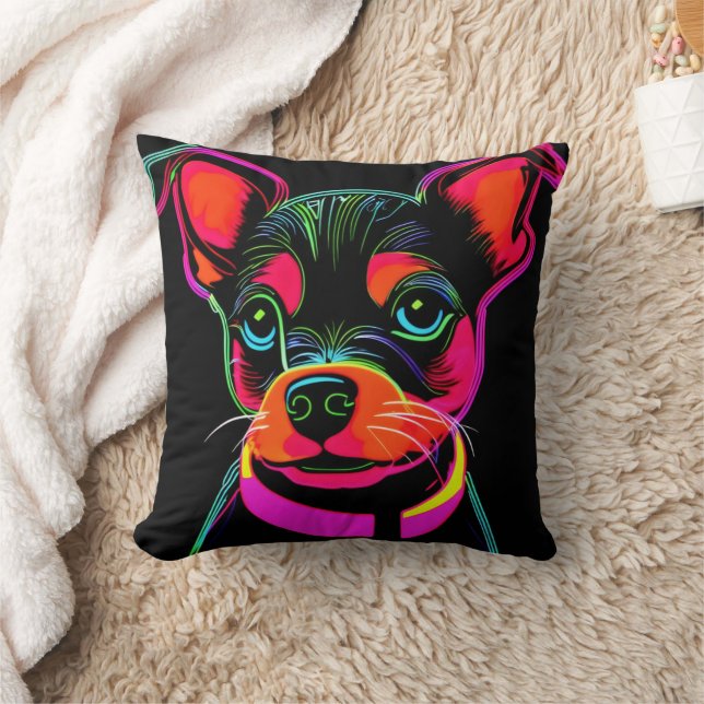 Almofada Arte de Cachorro Neon (Cobertor)