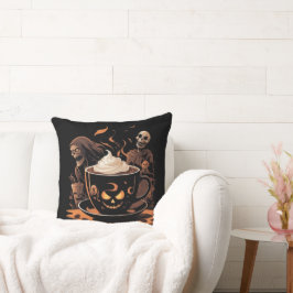 Almofada Arte de Café de Halloween – Latte Assustador com E