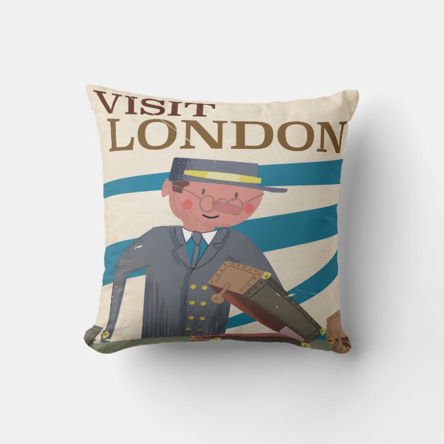 Almofada Arte de cartaz de viagem vintage Visite Londres (Frente)