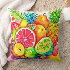 Almofada Arte de Cartografia de Frutas Tropicais