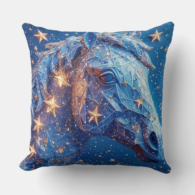 Almofada Arte de Cavalo com Fundo Estrelado (Frente)