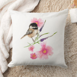 Almofada Arte de Chickadee de Capuz Preto