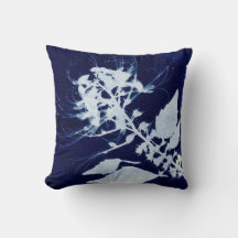 Arte de cianotipia floral azul e branco