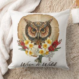 Almofada Arte de Coruja Boho Sábia e Selvagem