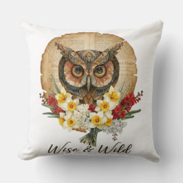 Almofada Arte de Coruja Boho Sábia e Selvagem