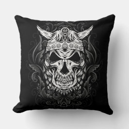 Almofada Arte de Crânio Gravado Viking