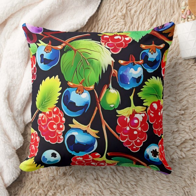 Almofada Arte de Delícia de Frutas Vermelhas (Cobertor)