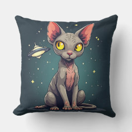 Almofada Arte de desenho animado espacial de gato Sphynx ju