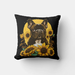 Almofada Arte de Desenho de Girassol de Cachorro Francês Bo