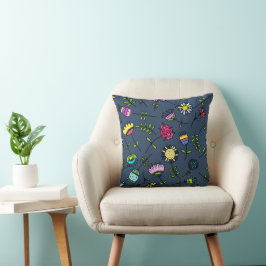 Almofada Arte de Design de Padrão Floral Caprichoso